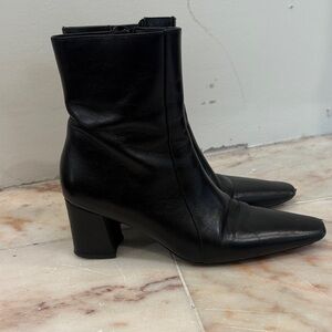 Saint Laurent Black Leather Heeled Boots